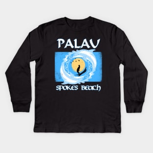 Flag of Palau Spokes Beach Kids Long Sleeve T-Shirt